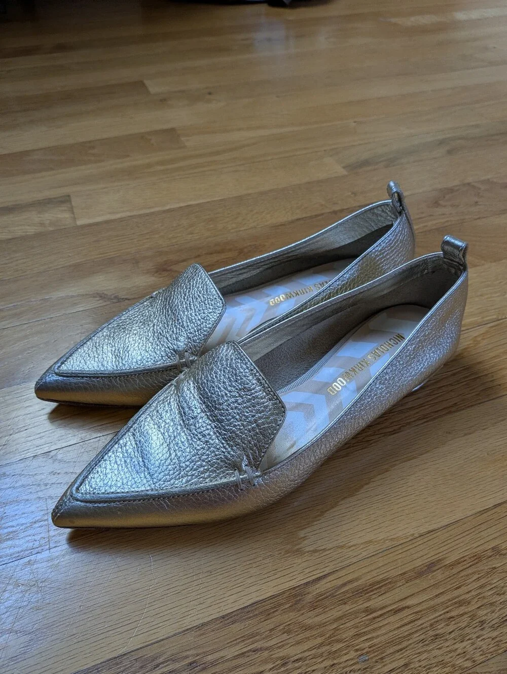 Nicholas Kirkwood Champaign Gold Leather Flats